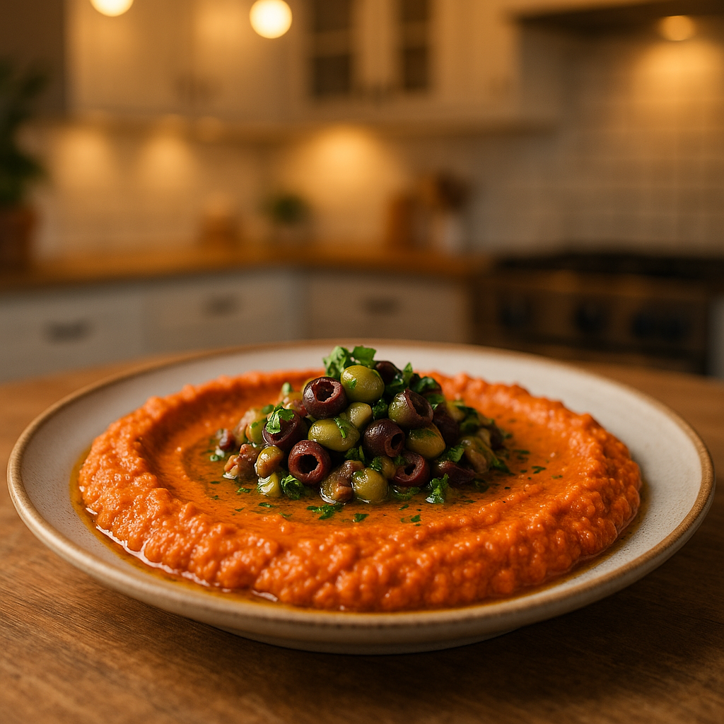 RECETA MUHAMMARA CON ALIÑO DE ACEITUNAS
